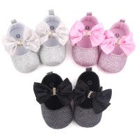 Zapatos De Niña Bebé Con Diamantes Infantil Princesa Con Lazo Flats Antideslizantes Para 1 Año Regalos Para Baño Cristianos - details 0