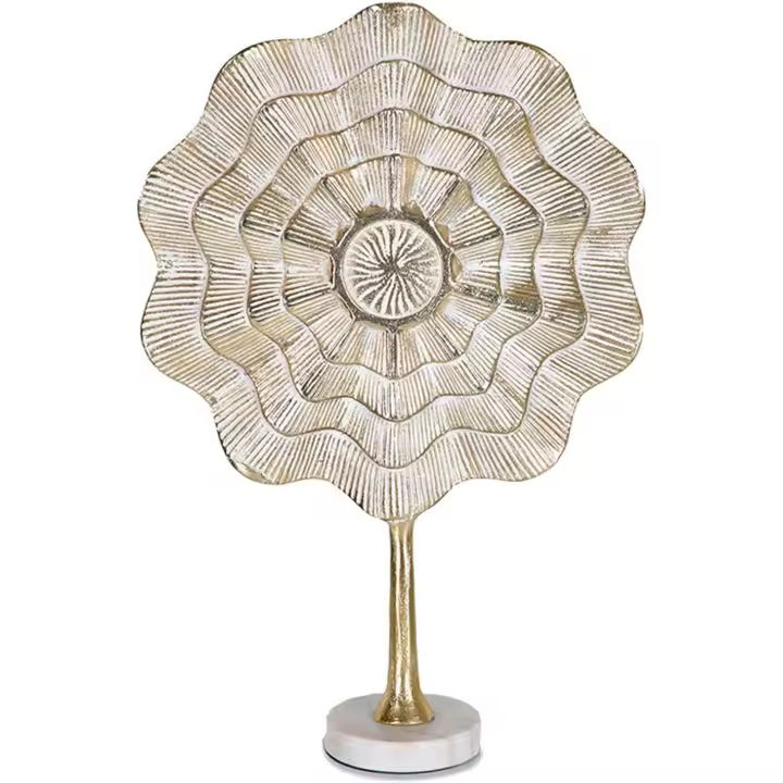 Adorno de Aluminio 50cm Esfera con Ondas Base Mármol Alejandro - Material: Aluminio - Medidas: 33 50 10 - Marca: Presume de Casa - 1