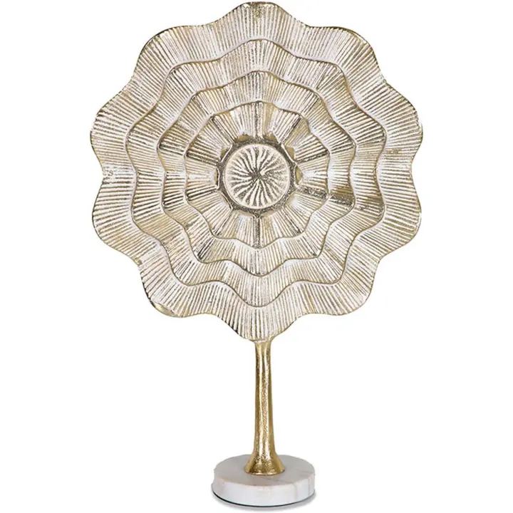 Adorno de Aluminio 50cm Esfera con Ondas Base Mármol Alejandro - Material: Aluminio - Medidas: 33 50 10 - Marca: Presume de Casa - 1