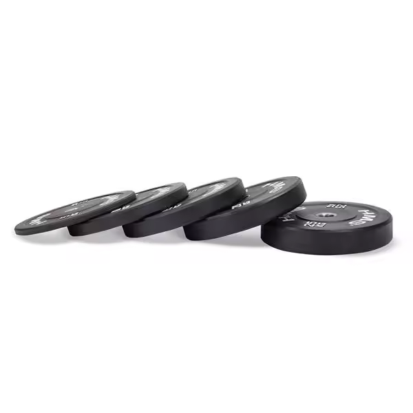 SET DISCOS BUMPER HI TEMP PROFESIONALES DE ACERO Y CAUCHO HMS BRP 100/150 KG - 1