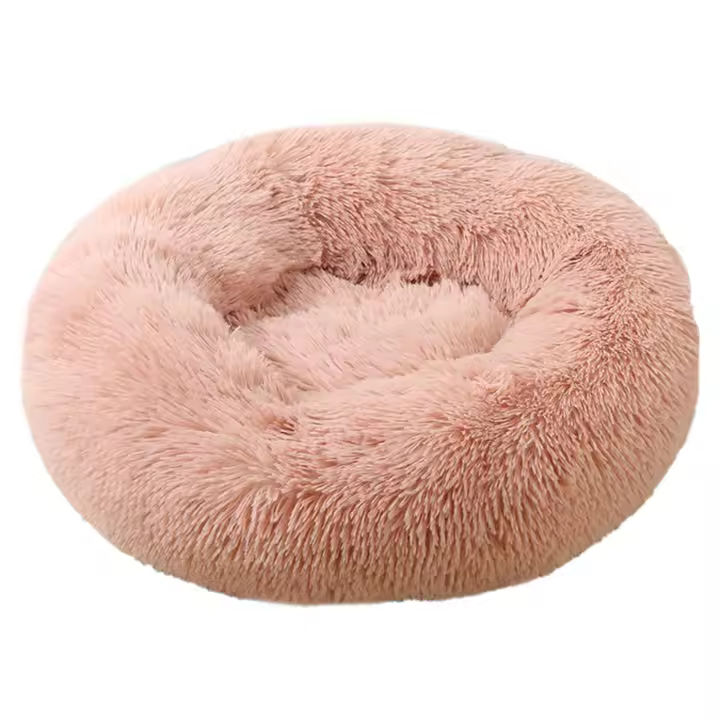 GREATOYAR Cama para Mascotas Pequeños, Cama Perro, Cama Gato Redonda, Cama de Mascota de Donut, Inferior Antideslizante, Cómodo, Cálida, 55X25cm, Color Rosa/Gris/Crema - 1