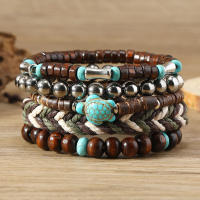 Pulsera De Moda Para Hombres Retro DIY Con Multiple Capas Hilo Elástico Y Bolas De Madera Y Caracol De Coco Para Fechas De Fiesta Regalos - details 10