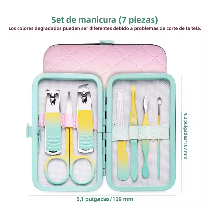 Juego De Uñas Profesional OLOEY 7-18pcs Gradient Colores Con Cortauñas De Acero Inoxidable Set De Manicura Y Pedicura Kit De Viaje Con Estuche - 1