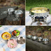 Juego De Cocina Para Camping Y Senderismo En Acero Inoxidable Resistente Al Agua Plegable Con Soporte Para Fogata Ideal Para Picnics - details 15