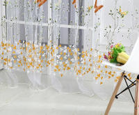 Cortinas De Ventana De Tela Gauze Natural Con Mariposas Y Ramas Para Dormitorio Y Sala De Estar Estilo Rustico Impresión En Ventana - details 0