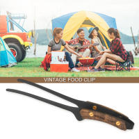 Pinzas De Barbacoa BBQ En Acero Inoxidable Antideslizantes Ligeras Para Camping Y Exterior Clip De Alimentos Con Mango De Nogal Negro Tamaño 24*6*3.5cm Peso 74g - details 3