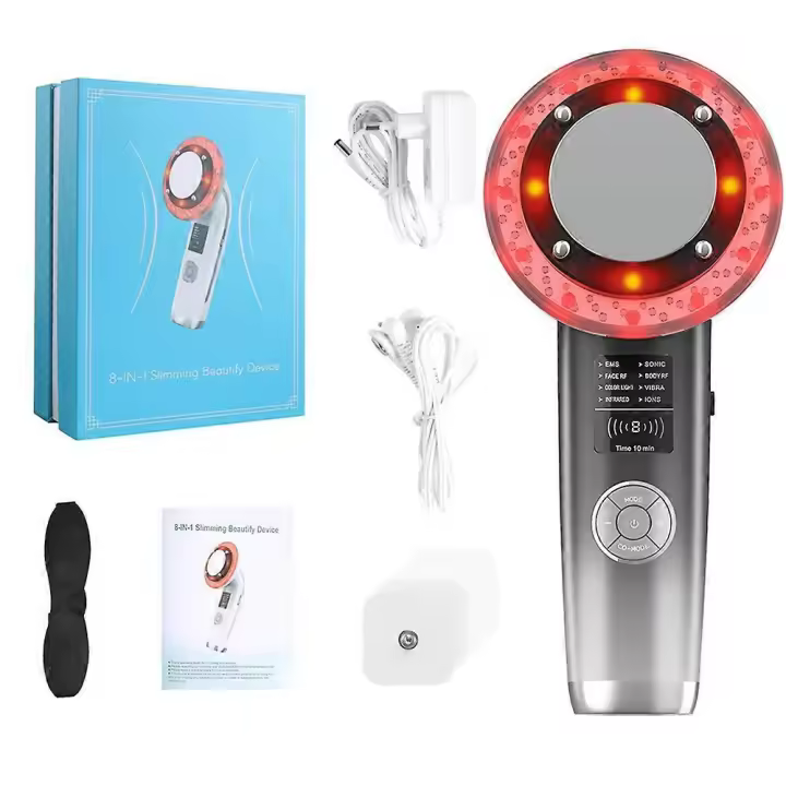 8 in 1 Slimming And Beautifying Instrument EMS RF LED Color Ultrasonic Facial Beauty Instrument - 1