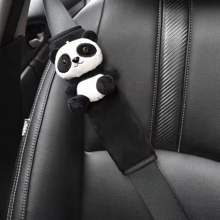 Almohadilla Protectora De Cinturón De Seguridad Para Coche En Forma De Panda Cartoon Accesorio De Asiento Automóvil - 1