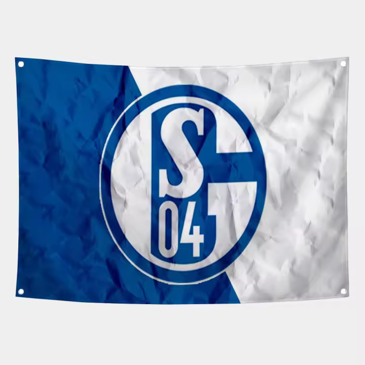 Bandera De Fútbol S-Schalke 04 Decorativa Para Garage Y Exterior Material Polyester Estilo Volador Uso Decorativo - 1