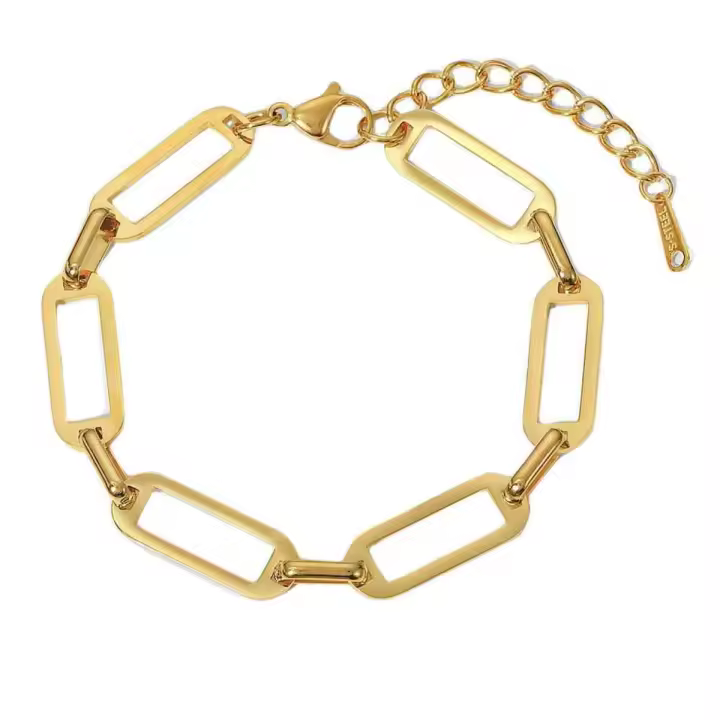 Pulsera de Acero Grande Golden Cat Pulsera de Enlace para Mujeres de 17 cm Acero Inoxidable - 1
