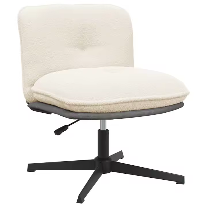vidaXL Silla de oficina giratoria tejido imitación lana rizada en color Crema/Gris oscuro/Beige y más | cómodas modernas ergonómicas para comedor cocina salón hogar - 1