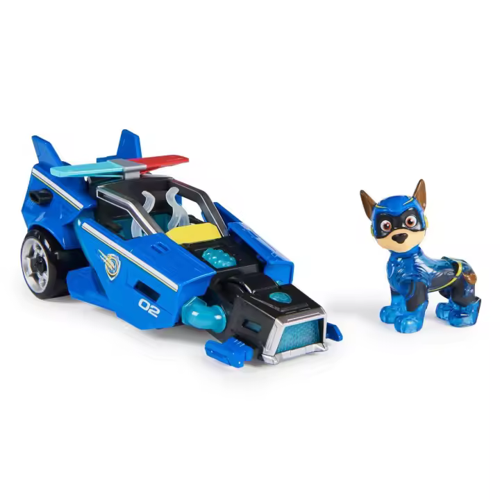 SPIN MASTER - PATRULLA CANINA - FIGURA CHASE Y COCHE DE JUGUETE CON LUCES Y SONIDOS DE LA SUPERPELíCULA - 6067507 - Patrulla Canina Juguetes - Juguetes Niños 3 Años + - Regalo Niño 3 Años + - 1