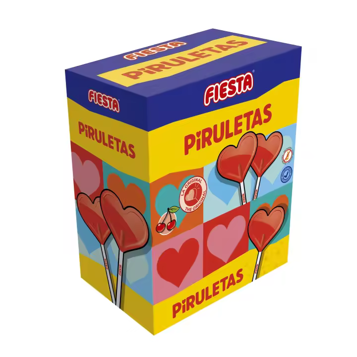 Piruletas Corazon Fiesta Cereza - Caja 20 unid - Piruletas  Corazon Sabor Cereza - Edicion Especial 20 Unidades - Ideal Regalo - 1