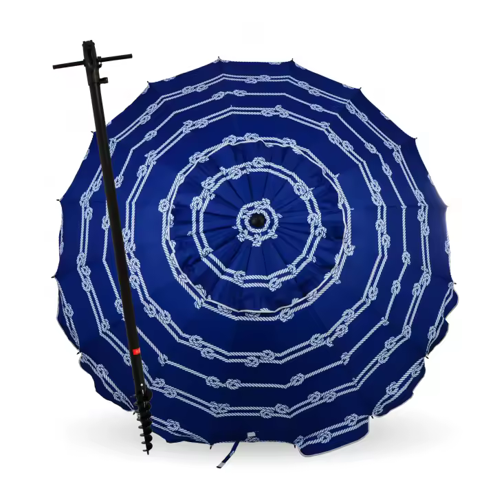 Sombrilla 240 cm NÁUTICA con Espiral y Poste de Recorrido Total. 16 Varillas. PROTECCIÓN Total contra los Rayos UV - CREVICOSTA QUALITY MARK MARCAS DE CALIDAD - 1