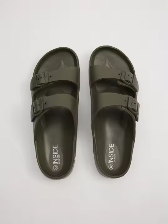 Chanclas kaki con tiras ajustables y suela EVA ligera, perfectas para días cálidos con bermudas INSIDE - 1