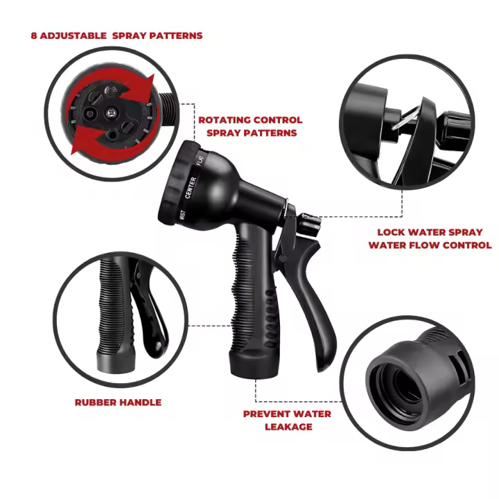 Manguera de Agua Extensible with Rociadora de Agua de 8 Modos gun para Lavado de Coche, Patio y Mascota - 1
