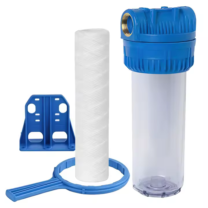 Vaso portafiltros con llave y soprte + cartucho bobinado de hilo 10" | Kit filtro de agua | Suministros Castro - 1