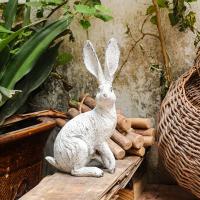 2 Piezas Elegantes Estatuillas De Conejo Para Jardín Decoración De Hogar Y Escritorio Figuras De Resina Para Escritorio Y Jardín Interior Y Exterior Decoración De Pared Con Animal Tema - details 1