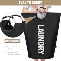 Cesta plegable para la ropa sucia de 90 L, capacidad con ASA, Bolsa de ropa de Tela Oxford, contenedor para botellas de Depósito, cesta de almacenamiento, color Negro - details 2
