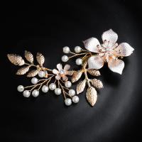Clip De Pelo De Novia Con Cristales Y Perlas Florales Accesorios De Cabello De Moda Para Mujer Barretta De Boda Joyería De Cabello Para Damas De Honor - details 4