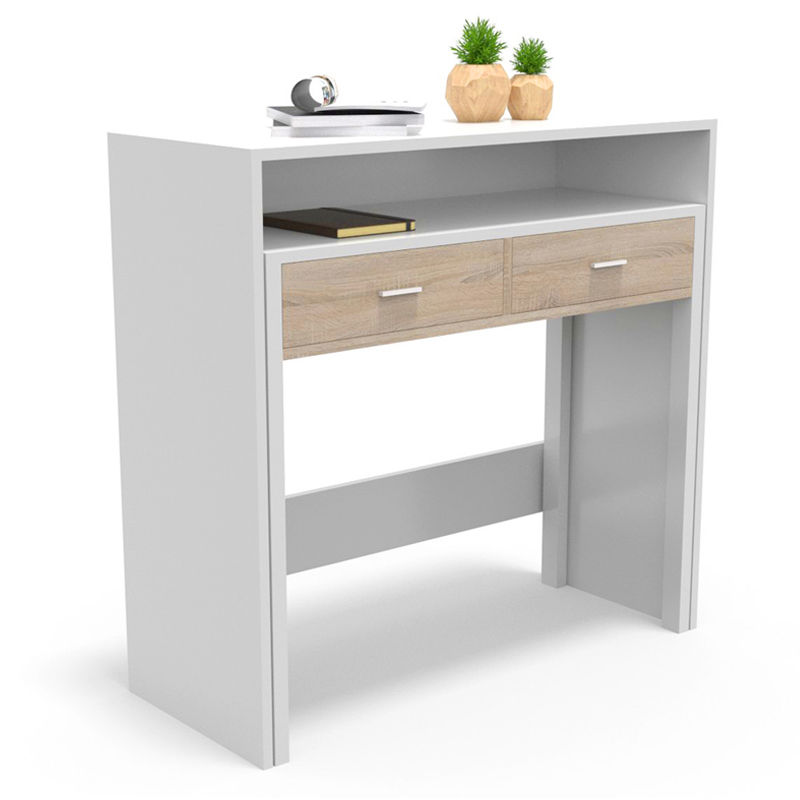 DORMIDAN- Consola Extraible, Mesa Escritorio Extensible, Mesa Estudio, con cajones y balda