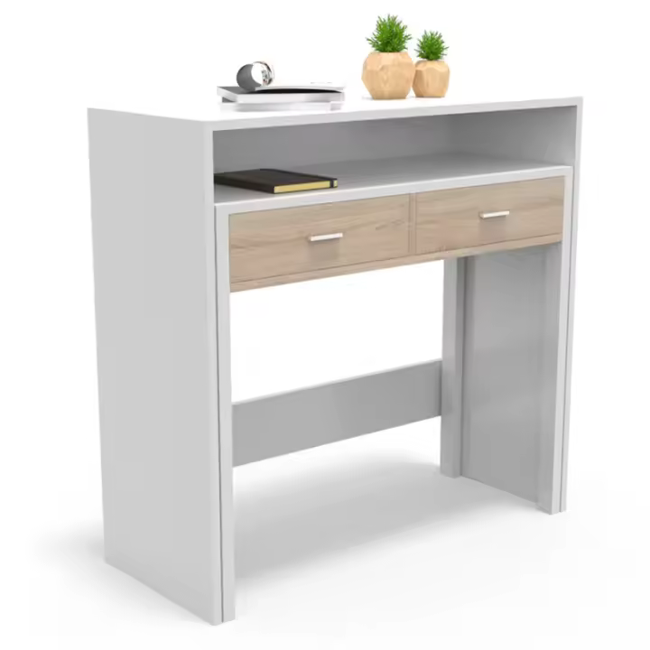 DORMIDAN- Consola Extraible, Mesa Escritorio Extensible, Mesa Estudio, con cajones y balda - 1
