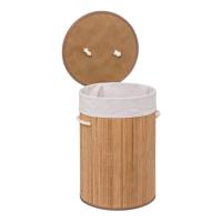 HOGUITA-Cesto de Bambú con Tapa para Ropa Sucia, Cubo Plegable para Colada de Lavandería con Asa de Cuerda, Cesta Redonda Plegable Ideal para el Hogar, Ropero de Bambú Funcional y Práctico para Organizar tu Espacio de Lavandería - details 6