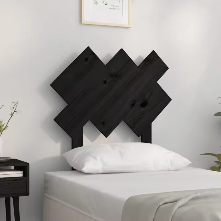 vidaXL Cabecero de cama madera maciza de pino negro 72,5x3x81 cm - 1