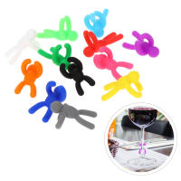 24pcs Marcadores De Vidrio Resistente Al Agua Con Identificadores Multicolor Para Fiestas Encantos De Vino Con Bandeja Adhesivos Para Bebidas - details 7