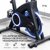 SPORTNOW Bicicleta Estática Bici Estática con Volante de Inercia 15 kg Pantalla LED Ejercicio Silencioso Manillar y Asiento Ajustable Carga 120 kg para Casa Gimnasio Negro - details 0