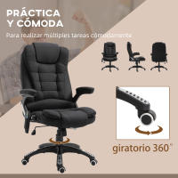 Vinsetto Silla de Masaje con 6 Puntos de Masaje Silla de Escritorio Reclinable hasta 130° con Función de Calefacción Altura Ajustable y Ruedas para Estudio 68x72x110-120 cm - details 5