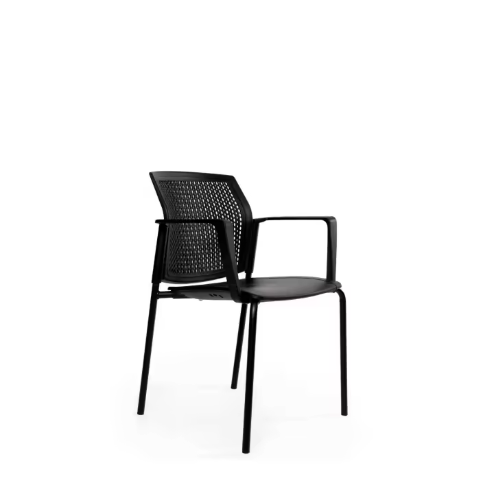 Tecno Oficinas - Silla Confidente LGP 40 EXPRESS - Euromof | Polipropileno negro | Base de 4 pies de color negro | Brazos fijos - 1
