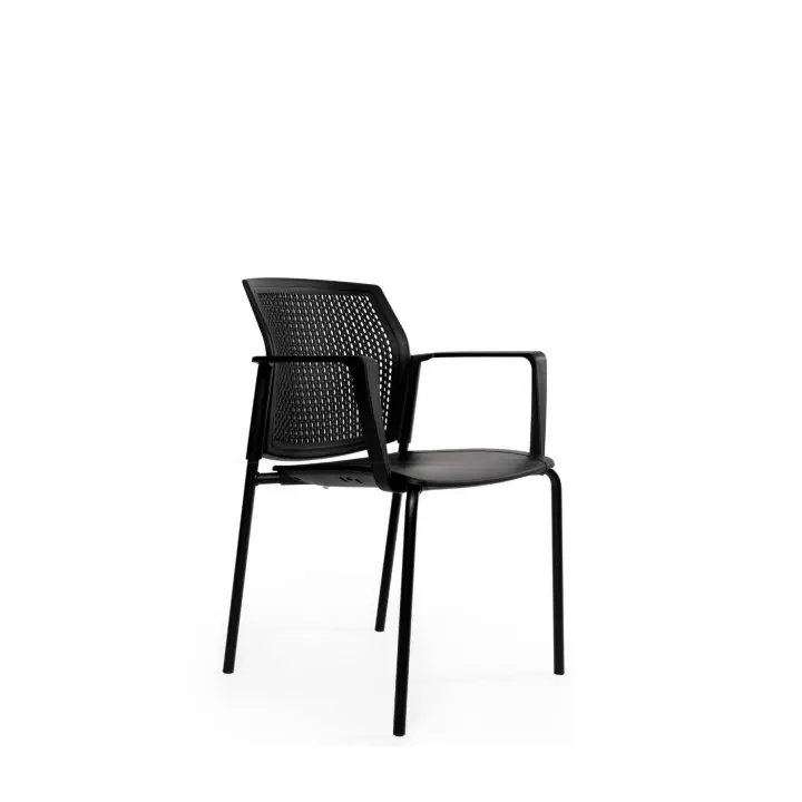 Tecno Oficinas - Silla Confidente LGP 40 EXPRESS - Euromof | Polipropileno negro | Base de 4 pies de color negro | Brazos fijos - 1