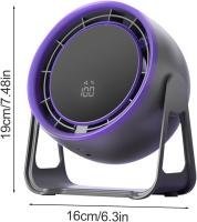 Ventilador Pequeño, refrigeración Silenciosa recargable, Pantalla LED compacta de 7,48x6,3 pulgadas, flujo de Aire ajustable de 100 velldades, ventilador de escritorio portátil para dormitorio, Cabeza, Hogar, Viajes - details 0