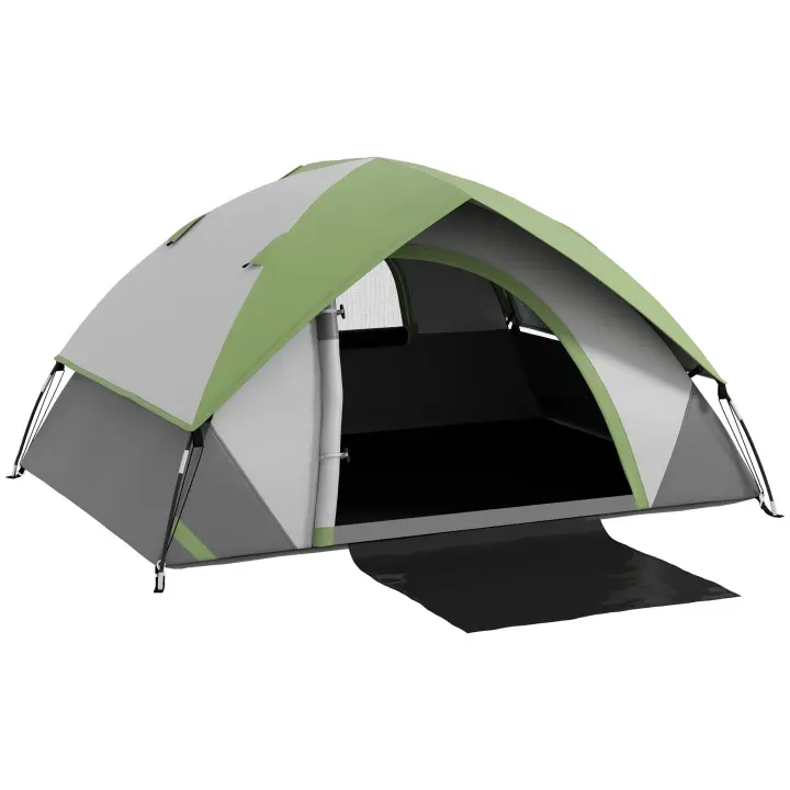 Outsunny Tienda de Campaña para 2 Personas Tienda de Camping Plegable con Ventana y Bolsa de Transporte Impermeable 3000 mm 210x150x110 cm Verde - 1