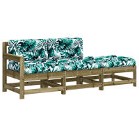 vidaXL Juego de sofás de jardín 3 pzas con cojines madera maciza Pino natural, Pino blanco, Pino gris Conjunto Terraza Muebles Jardín Exterior Juego de Muebles de jardín Mueble Jardín Exterior Muebles de Salon Exterior - details 1