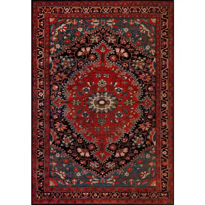 Alfombra Oriental Medallón Roja Moderna Retro Para Sala De Estar Dormitorio Comedor Material Poliéster Mecánica Lavable - 1