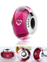 Luxury 925 Sterling Silver Pink Flower Murano Glass Beads Charm Para Pulsera O Collar Original Faceted DIY Joyería Para Mujer - details 6
