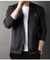 Chaqueta De Punto Para Hombre Lujo Con Bordado Exquisite En Color Sólido Abrigo Casual De Otoño E Invierno De Marca - details 14