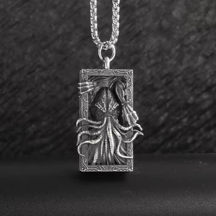 Collar Colgante De Octopus Retro Y Misterioso Accesorio De Moda Para Hombres Y Mujeres Regalo De Halloween Hecho De Aleación De Zinc - 1