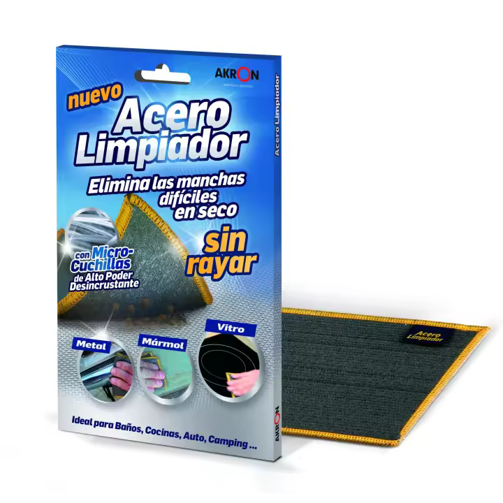 Limpiador de Acero Inoxidable BARLESA AKRON - Elimina Manchas Difíciles en Seco - No Raya - Fabricado en España - 1
