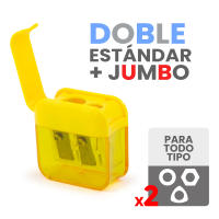Starplast - PACK 2 Sacapuntas Depósito - 4 Colores, Doble Agujero, Tapa - details 0