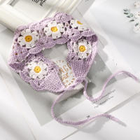 AWAYTR Diadema Corta Tejida a Mano Con Flores En Forma De Triángulo Hueco Estilo Dulce Y Moderno Para Mujer Toalla De Cuello Accesorio De Cabello - details 7