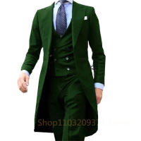 Traje De Novio Azul Real Con Cuello Largo 3 Piezas Para Hombre Moda Elegante Traje De Tuxedo Con Chaleco Y Pantalones Para Bodas Y Bailes - details 2