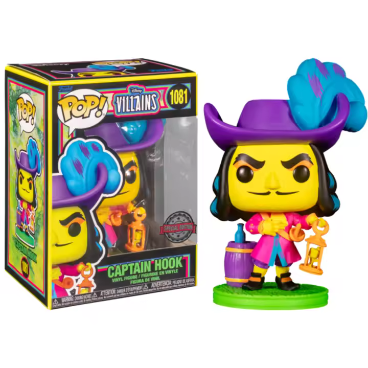Funko Garfio Hook Peter Pan 1081 Black Light Exclusivo Spcial Edition  Villanos Villains Disney  Pop Vinyl figura Disney - 1