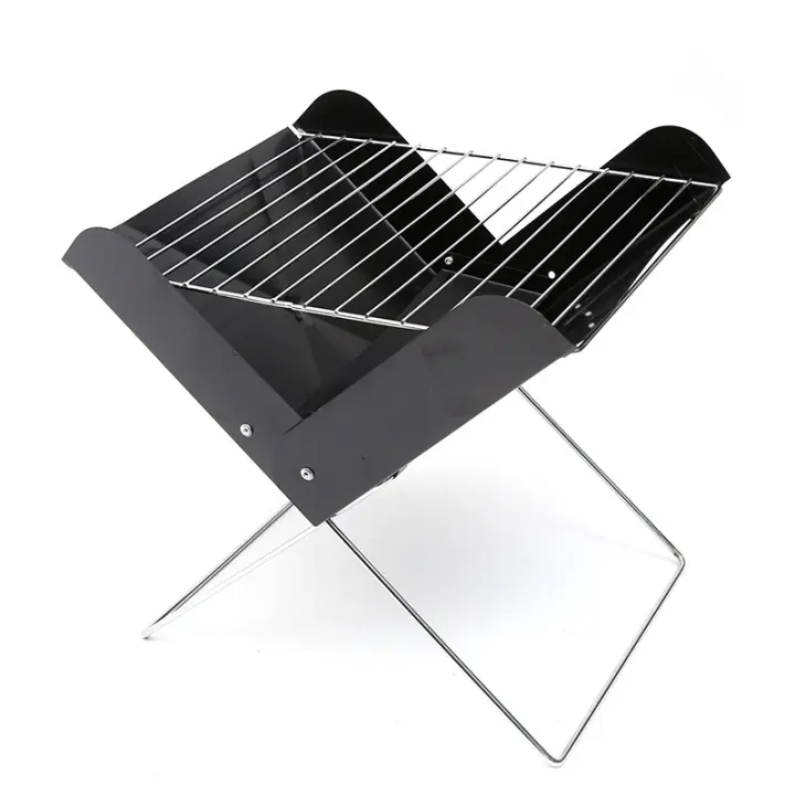 Mini Barbacoa Portátil de Carbón, Ajustable, Ideal para Camping y Sobresalir, De Usar y Limpiar, Para 2 Comensales, Negro, Maple Inoxidizable - 1