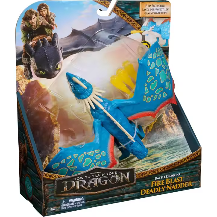 Dragons DreamWorks Figura Dragón Nader Mortífero de Batalla de Cómo Entrenar a tu Dragón Lanza Proyectiles, Figura de Acción Articulada 25 cm, 6074242, Juguetes Niños 4 Años +, Regalo Niño 4 Años + - 1