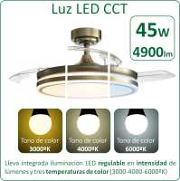 VZLED - Ventilador de techo con luz oro viejo cuero, ventilador aspas retráctiles, ventilador techo silencioso, ventilador techo oro viejo cuero, luz CCT - details 0