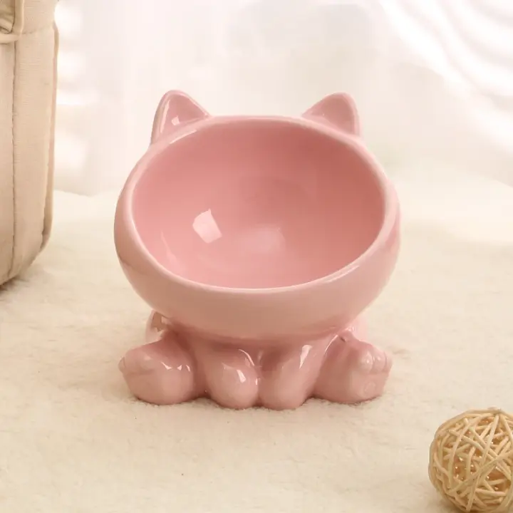 Tazón De Arroz Para Gatos Y Perros Accesorios De Cerámica Con Patas Altas Estables Protección De Columna Cervical Diseño Lindo - 1