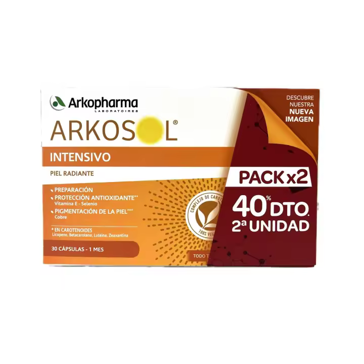 Arkopharma Arkosol Intensivo FORSOLAR Piel Radiante Pack x2 40% Descuento 2ª Unidad 2x30 cápsulas - 1